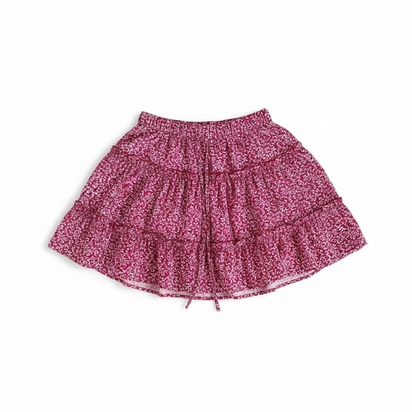 Red Floral Ruffled Mini Skirt - Picture 3 of 4